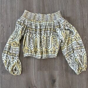 Floral Yellow and Gray Women's Blouse